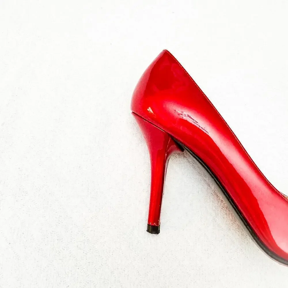 Stuart Weitzman Red Patent Leather Pointy Toe Pump 3